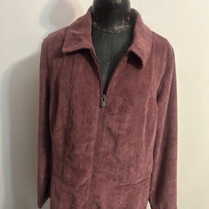 CJ Banks Light Wine/Burgundy zip front jacket, size 1X